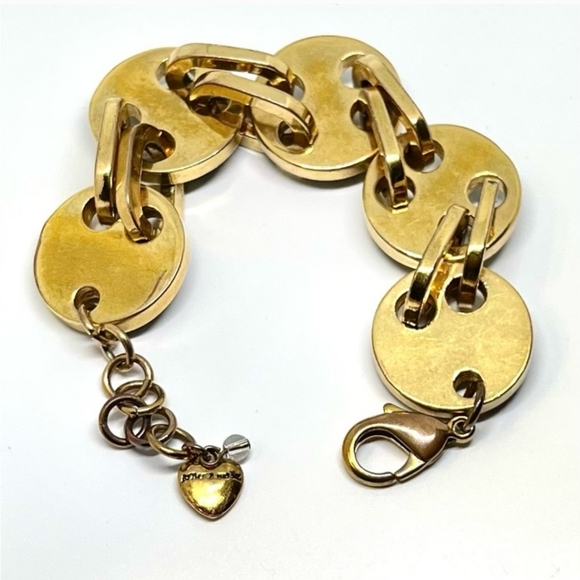 Vintage! BETSEY JOHNSON Status Collection Pink & Gold Circle Link Bracelet. - Picture 9 of 10